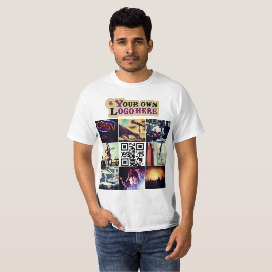 Individueller Foto-Collage Qr-Code und Logo-T - Sh T-Shirt (Vorne ganz)