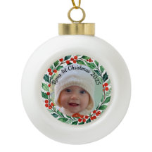 individueller Foto-Weihnachts-Stechapfel-Keramik-S