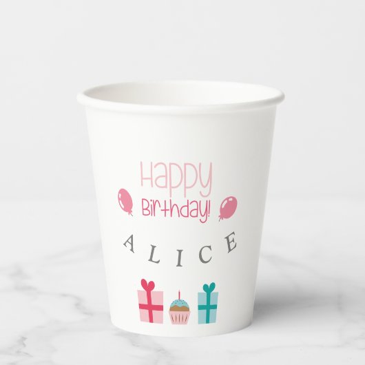 Individueller Glückwunsch zum Geburtstag Pappbecher (Vorderseite)