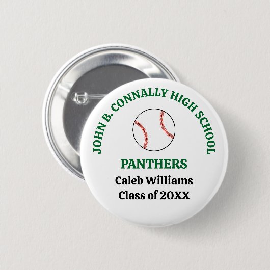 Individueller Grün-Schulbaseballspieler Button (Vorne & Hinten)