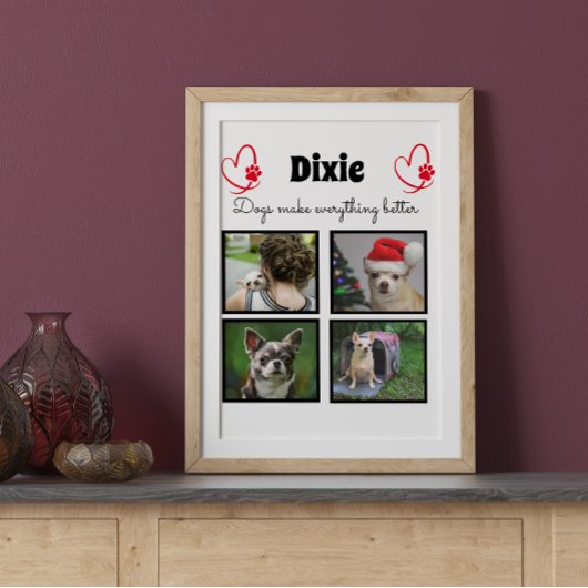 Individueller Hundeliebhaber 4 Foto Collage Fotoplatte