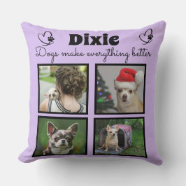 Individueller Hundeliebhaber 4 Foto Collage Kissen