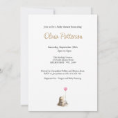 Individueller Igel mit rosa Ballon Babydusche Einladung (Rückseite)