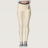 Individueller Jahrestag Champagner Gold Monogramm Leggings (Vorderseite)