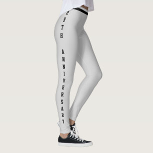 Individueller Jahrestag Silber-Schwarz-Monogramm Leggings