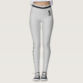 Individueller Jahrestag Silber-Schwarz-Monogramm Leggings (Vorderseite)
