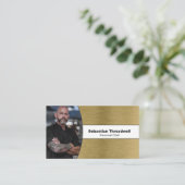 Individueller Koch Brushed Brass-Foto QR-Code Visitenkarte (Stehend Vorderseite)
