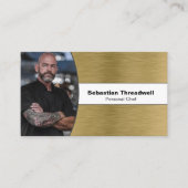 Individueller Koch Brushed Brass-Foto QR-Code Visitenkarte (Vorderseite)