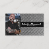 Individueller Koch Diamond Plate Foto QR Code Visitenkarte (Vorderseite)