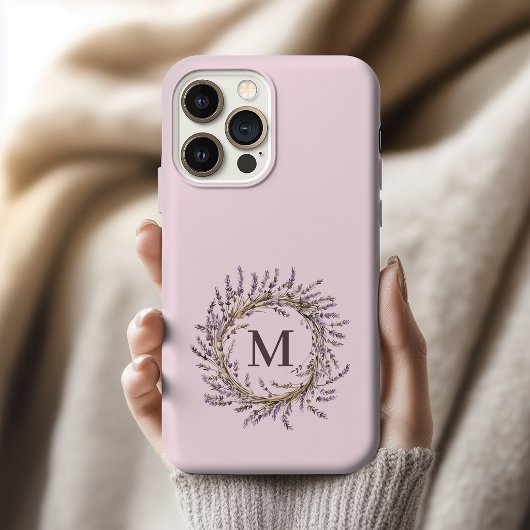 Individueller Lavendel-Kranz Monogramm Mutter Hoch iPhone Hülle
