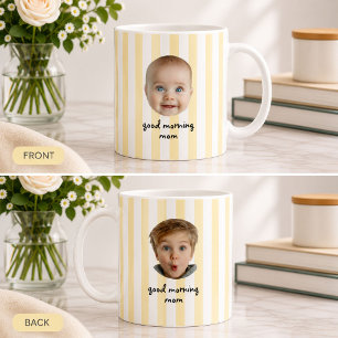 Individueller Muttertag 2 Foto Baby Gesicht Gelber Kaffeetasse