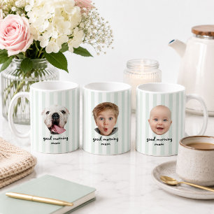 Individueller Muttertag 3 Foto Baby Gesicht Grün S Kaffeetasse