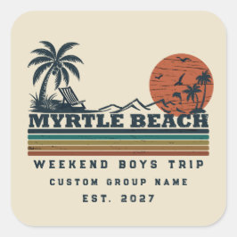 Individueller Myrtle Beach-Wochenende-Junggesellen Quadratischer Aufkleber