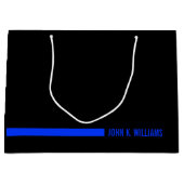 Individueller Name auf der dünnen blauen Linie Große Geschenktüte (Vorderseite)