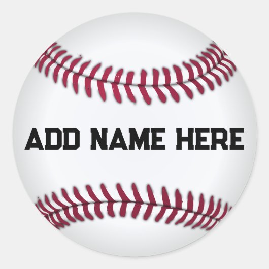 INDIVIDUELLER NAME BASEBALL RUNDER AUFKLEBER (Vorderseite)