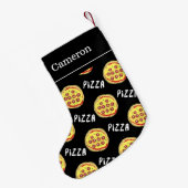 Individueller Name des Pizza-Muster-| Kleiner Weihnachtsstrumpf (Rückseite (Hängend))