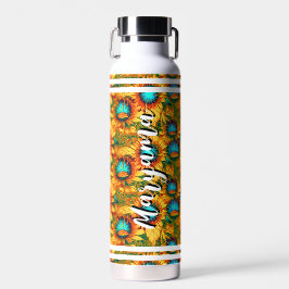 Individueller Name (Frühlings-Sonnenblumen) Blumen Trinkflasche