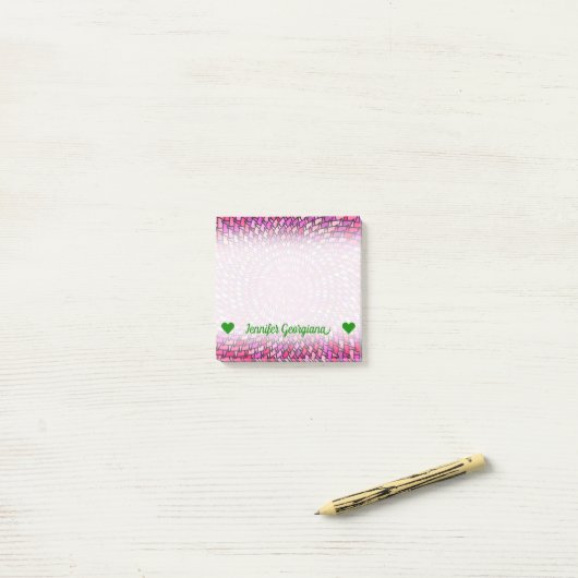 Individueller Name; Girly rosa u. lila Wirbles Post-it Klebezettel (Auf Schreibtisch)