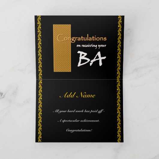 INDIVIDUELLER NAME Glückwünsche - Bakkalaureus der Karte (Innenseite)