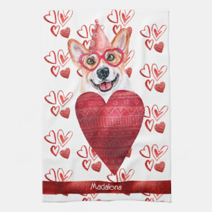 Individueller Name Hunde Liebhaber Valentinstag Ge Geschirrtuch