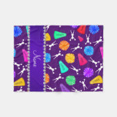 Individueller Name lila cheerleading Pompoms Fleecedecke (Vorderseite (Horizontal))