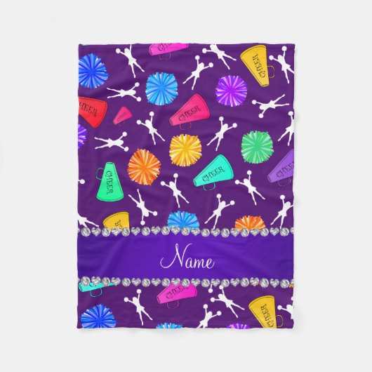 Individueller Name lila cheerleading Pompoms Fleecedecke (Vorderseite)