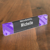 Individueller Name + Lila und weißes gestreiftes Namensplakette (Seite)