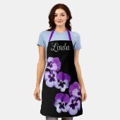 Individueller Name Linda hübsche lila Pansie Blume Schürze (Getragen)