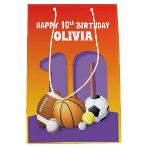 Individueller Name Mädchen 10. Geburtstag Sportbäl Mittlere Geschenktüte