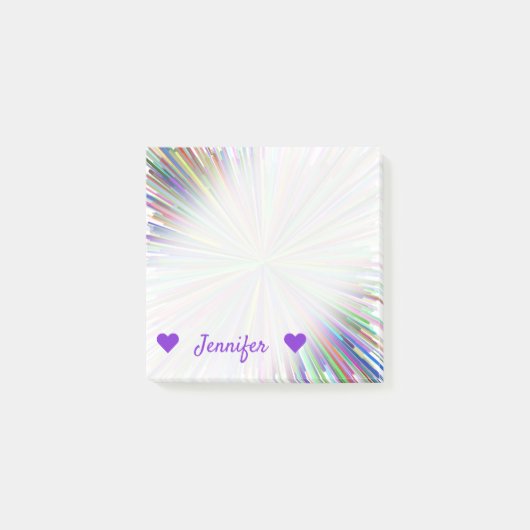 Individueller Name + Mehrfarbige Linie Post-it Klebezettel (Vorderseite)