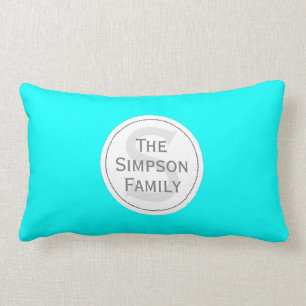Individueller Name Monogrammed.Cyan hellblau u. Lendenkissen