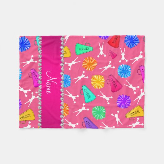 Individueller Name rosa cheerleading Pompoms Fleecedecke (Vorderseite (Horizontal))