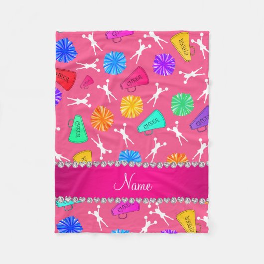 Individueller Name rosa cheerleading Pompoms Fleecedecke (Vorderseite)