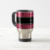 Individueller Name rosa Zebra stripes rosa Reisebecher (Vorderseite Links)