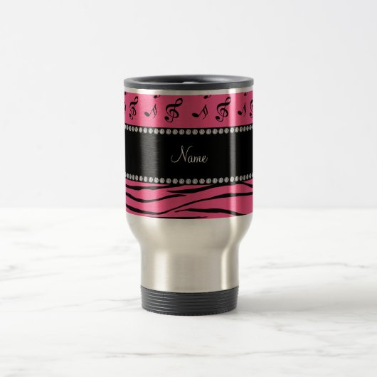 Individueller Name rosa Zebra stripes rosa Reisebecher (Mittel)