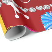 Individueller Name rote cheerleading Pompoms Geschenkpapier (Rolleneckpunkt)