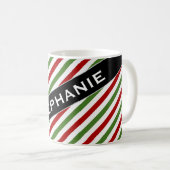 Individueller Name + Rotes, weißes u. grünes Kaffeetasse (VorderseiteRechts)