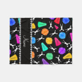 Individueller Name schwarze cheerleading Pompoms Fleecedecke (Vorderseite (Horizontal))