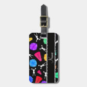 Individueller Name schwarze cheerleading Pompoms Gepäckanhänger (Vorderseite vertikal)