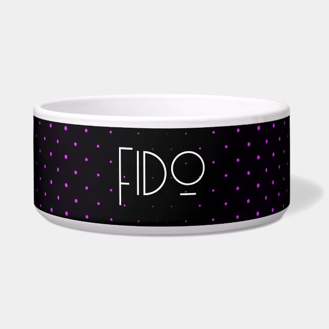 INDIVIDUELLER NAME - Schwarzes und rosa Retro-Half Napf (Vorderseite)