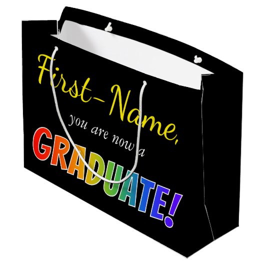 Individueller Name + "Sie sind jetzt ein Große Geschenktüte (Rückseite Schrägansicht)