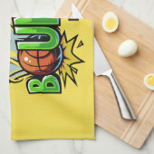 Individueller Name u. Farbeschlag Basketballtuch Geschirrtuch (Viertel Falte)