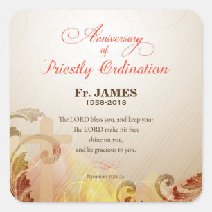 Individueller Name u. Jahr, 60. priesterliche Quadratischer Aufkleber