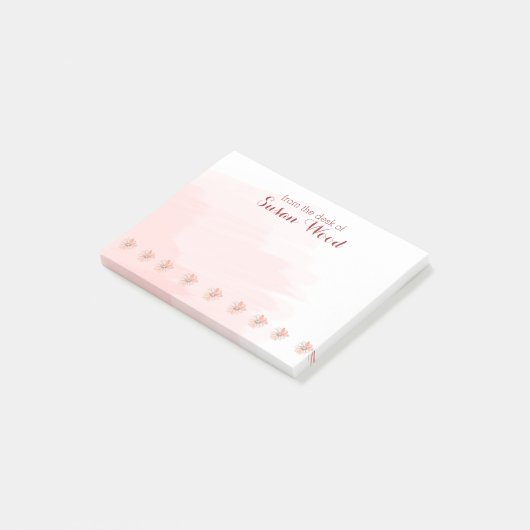 Individueller NameblumenWatercolor Posten-it® Post-it Klebezettel (angewinkelt)