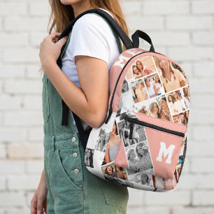 Individueller Namensmonogramm-Foto-Collage für bes Bedruckter Rucksack