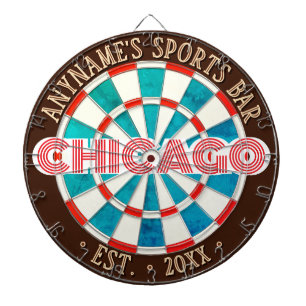 Individueller Name's Sports Bar CHICAGO Chitown St Dartscheibe