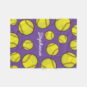 Individueller NameSoftball lila Fleecedecke (Vorderseite (Horizontal))