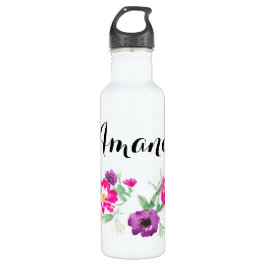 Individueller Namewatercolor-Blumen-Wasser Trinkflasche