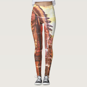 Individueller Native American Indian Chief auf mod Leggings