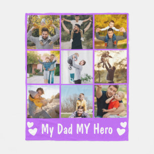 Individueller Papa 9-Foto-Collage und Geschenk für Fleecedecke